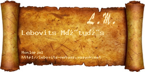 Lebovits Mátyás névjegykártya